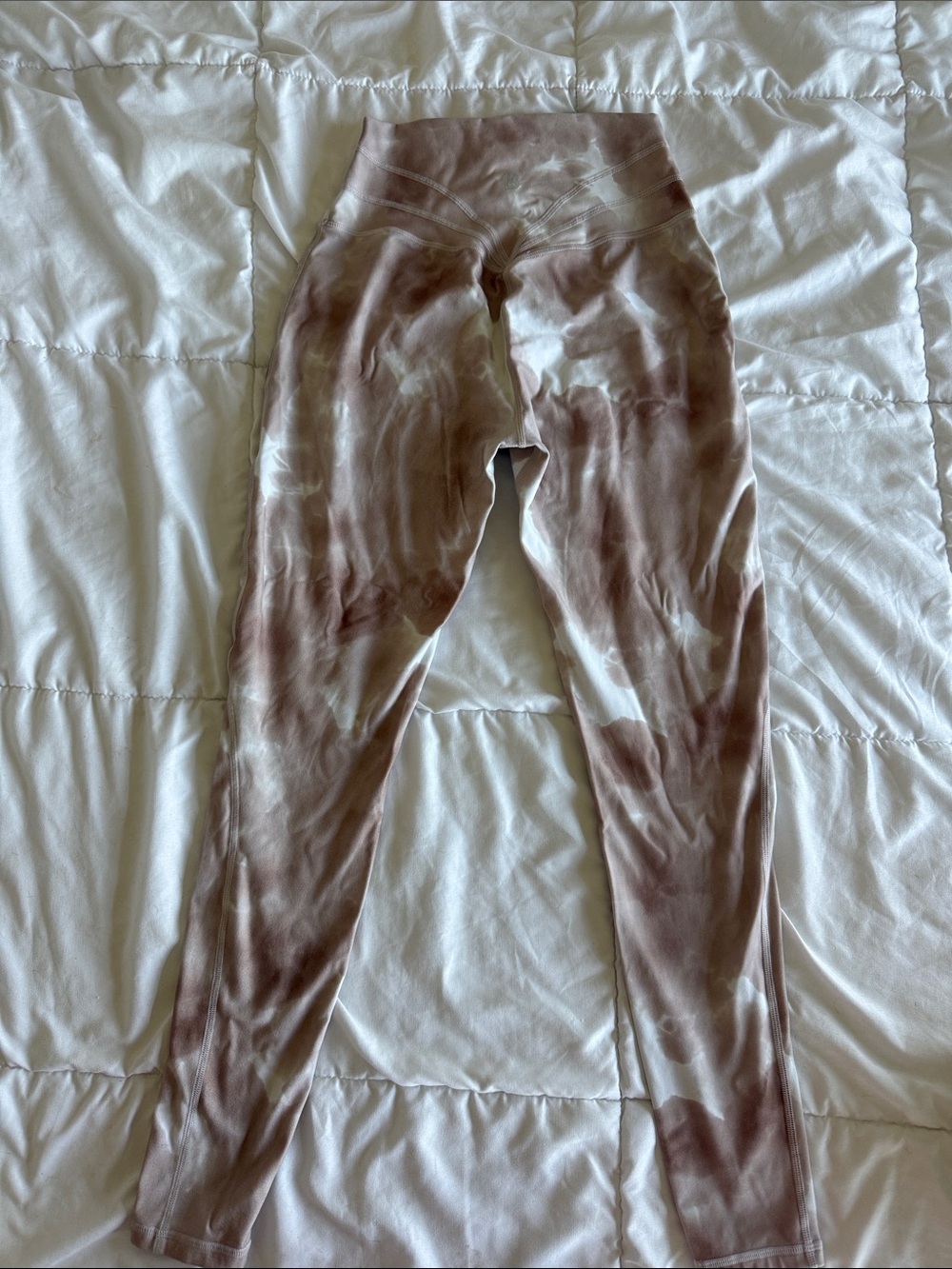 BuffBunny Tie-Dye Leggings in Mauve and Cream